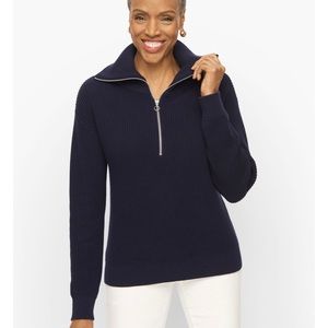 Talbots Pima Half Zip Pullover Sweater